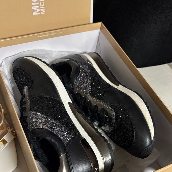 Michael Kors Black and Silver Glitter Sneakers - Picture 6 of 7
